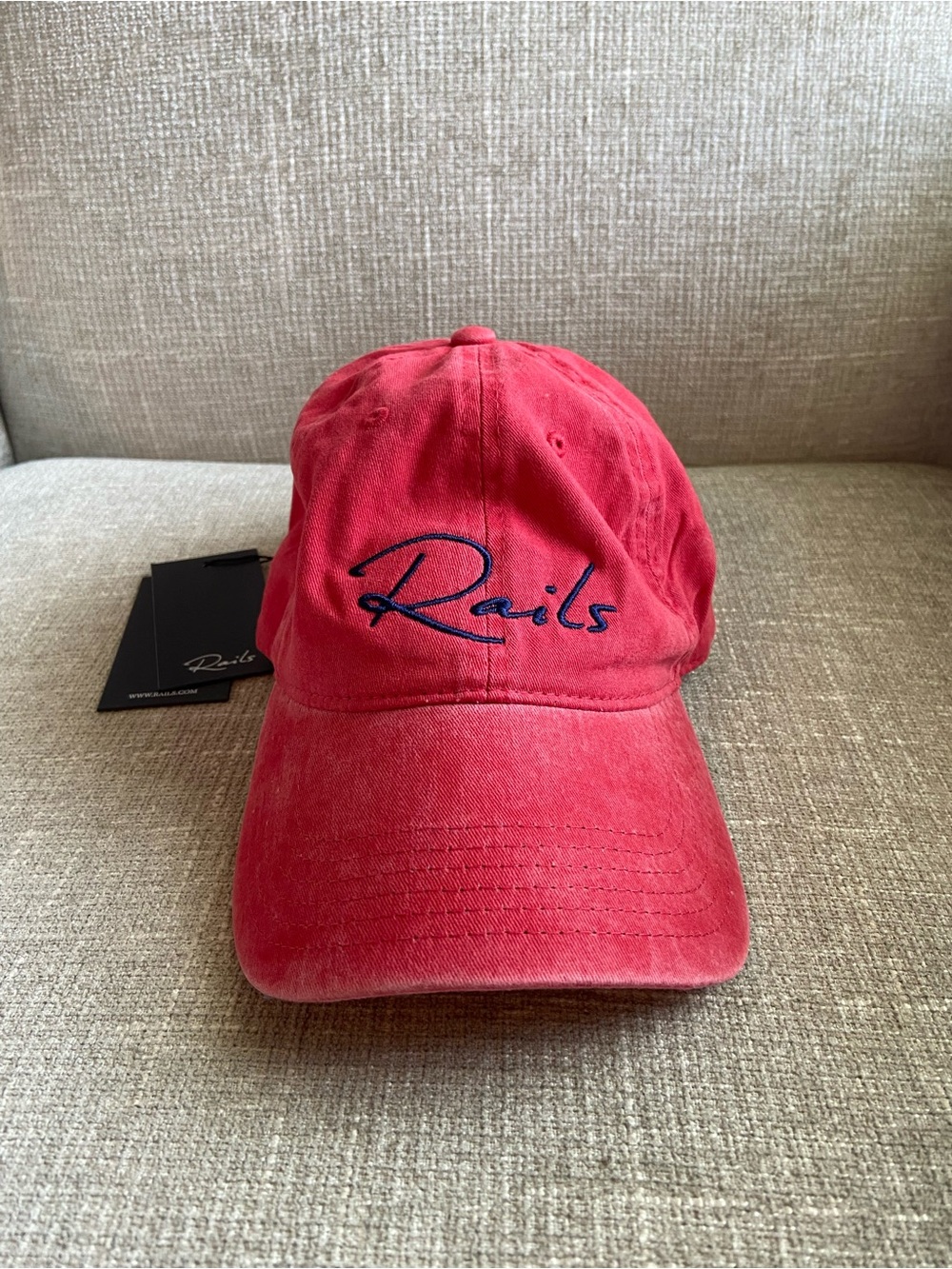 NWT Rails Baseball Cap Vintage Wash Red Adjustable Pull Tab One Size - Picture 3 of 8